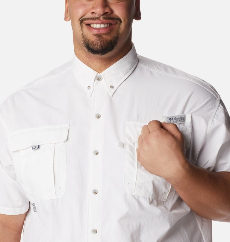 Men's Columbia PFG Bahama II Short Sleeve Shirts White | Plus Size CA-D03CA